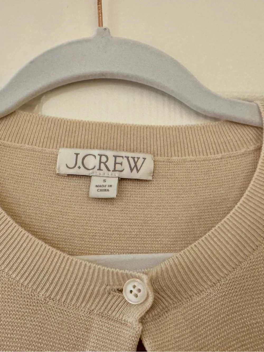 J. Crew Women's Beige Crewneck Button-Front Cardigan